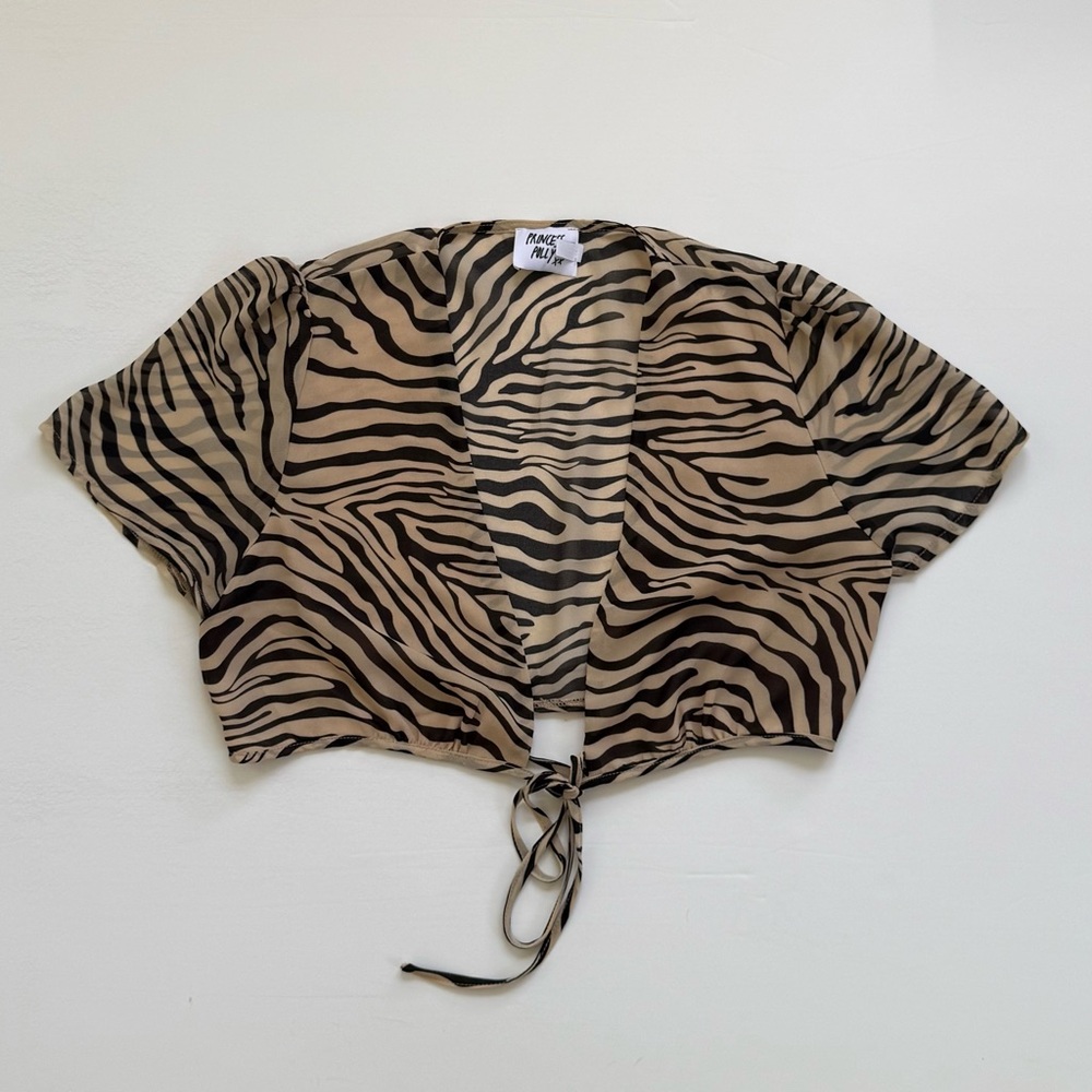 Princess Polly Zebra Print Tie-Front Blouse